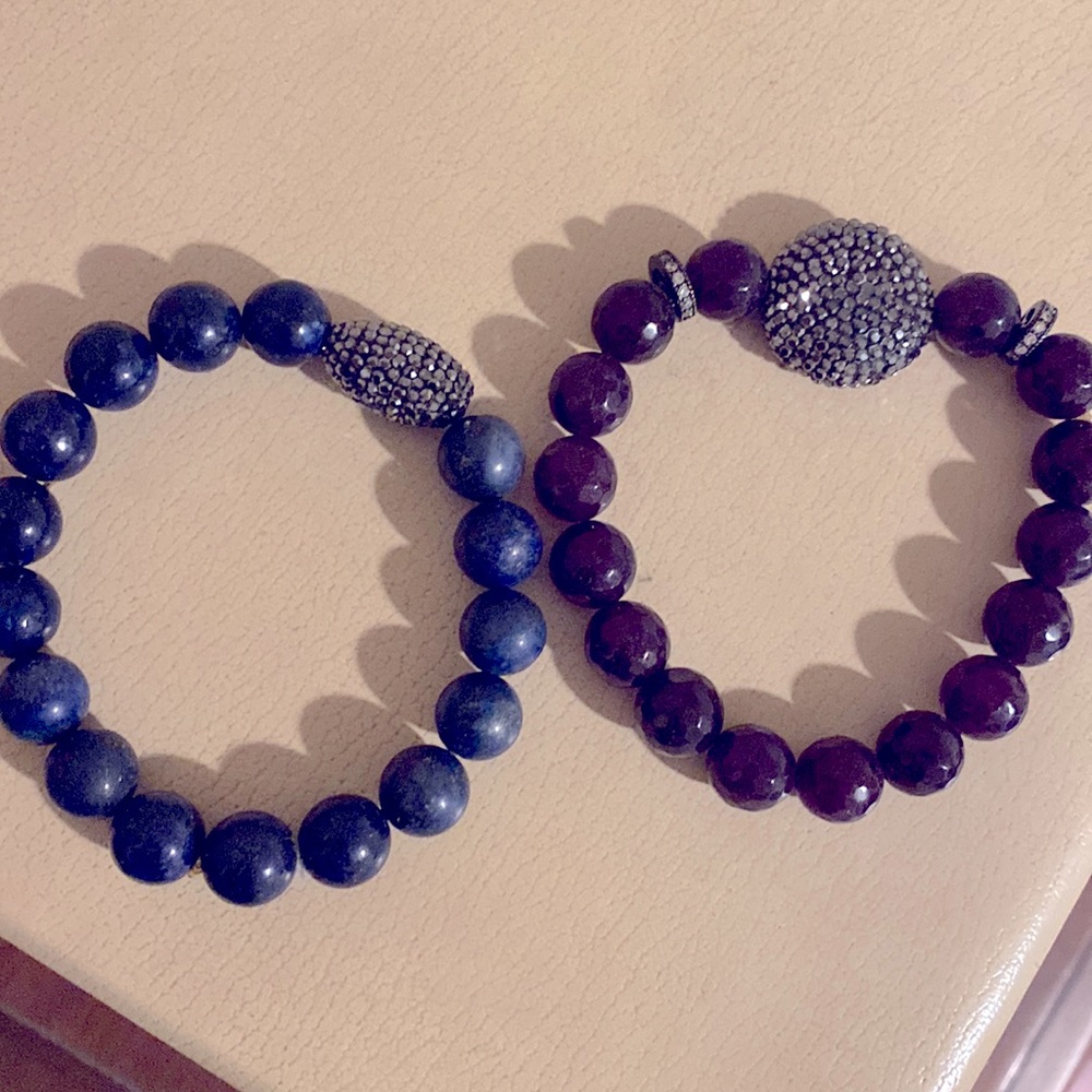 Lapis and garnet bracelet with marquesite beads